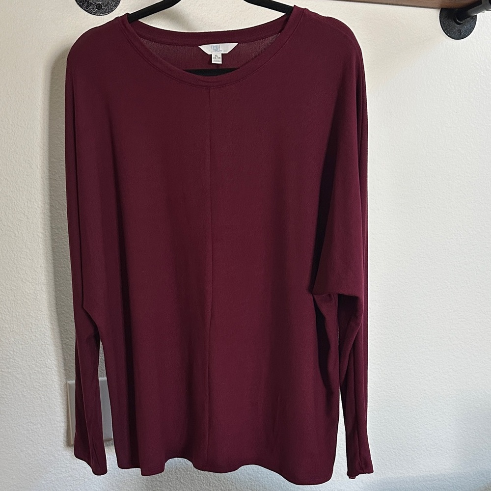 Time and Tru Burgundy Long Sleeve Shirt